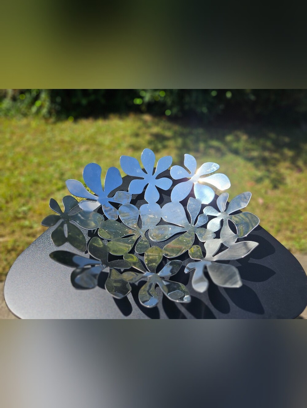 IKEA Stockholm Large Stainless Steel Bowl Monika Mulder Floral Leaf Design 17"